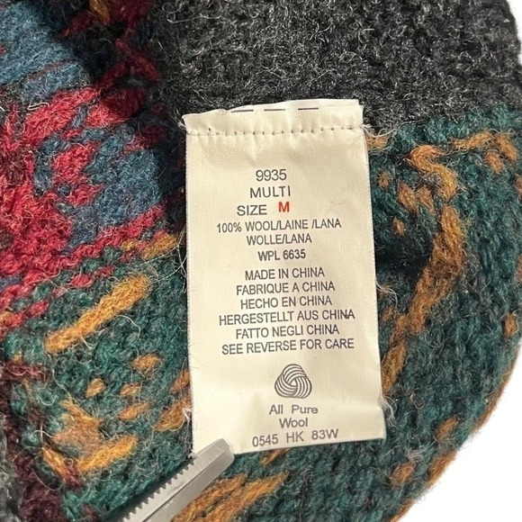 Woolrich Handknit Wool Scenic Cabin Duck Sweater Men's M Patchwork - Picture 3 of 15